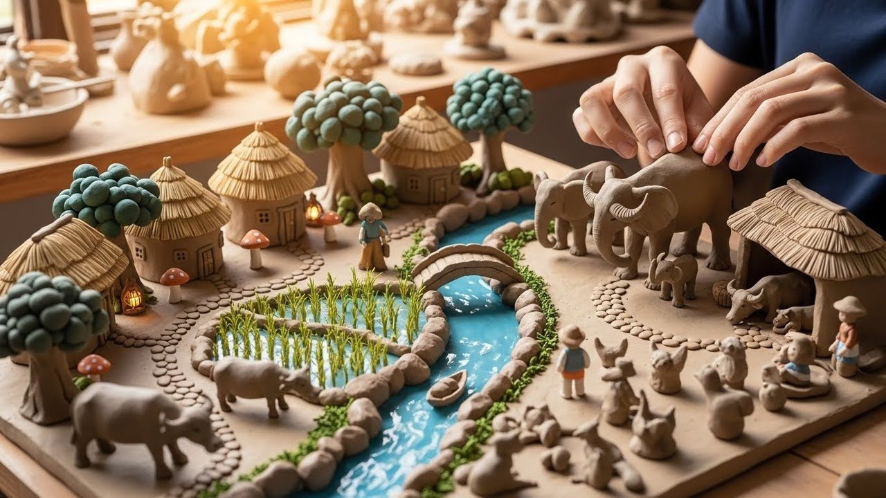 Building a Tiny Clay World by Hand 🌍 | Satisfying Miniature Art