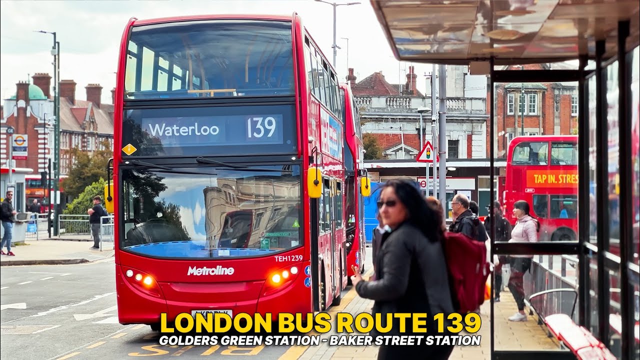 London Bus Ride, Route 139, upper deck point of view: Golders Green to Baker Street (Part Route) 🚍