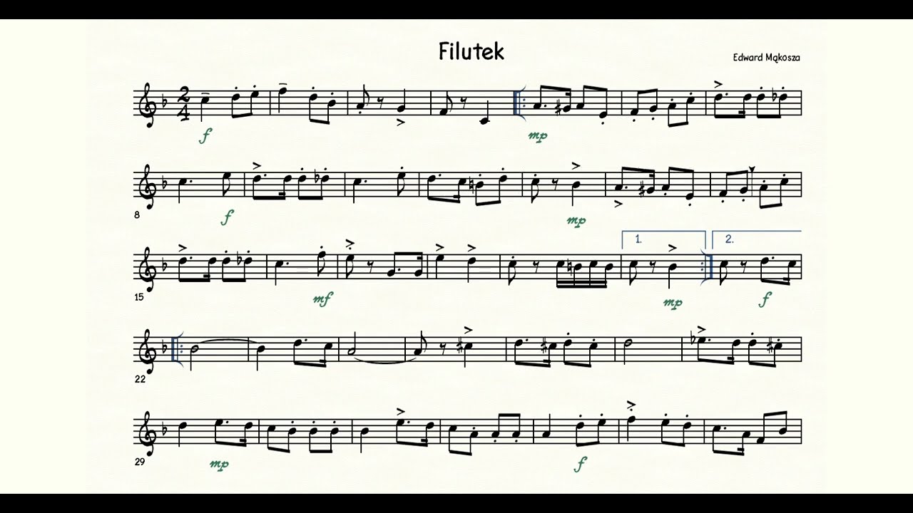 Filutek - marsz z podkładem in B (Klarnet, trąbka) / Play Along for Trumpet, Tenor Sax or Clarinet