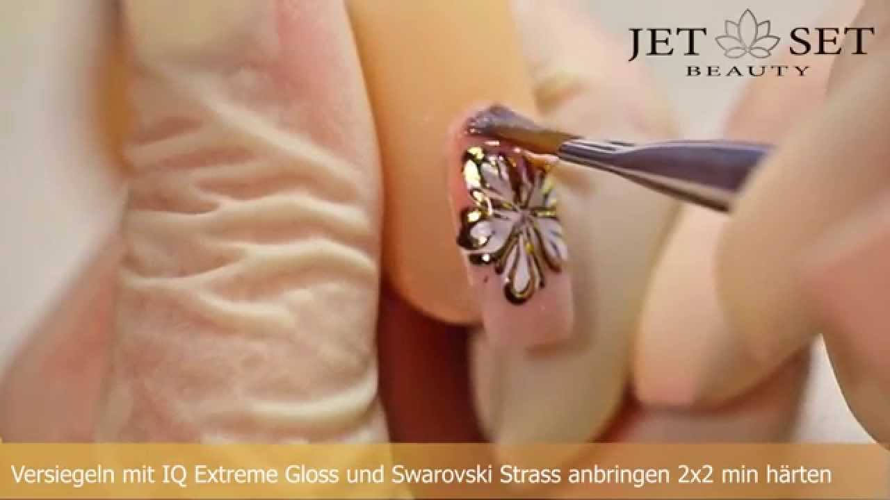 Nude Modellage mit Blüte & Folien Design by JET SET BEAUTY *Werbe- Teaser*