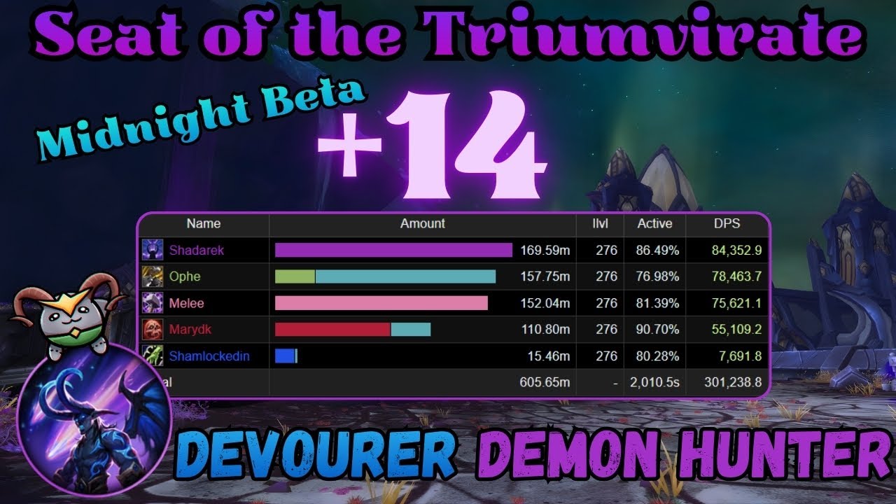 Devourer Demon Hunter | Midnight Beta Gameplay | +14 Seat of the Triumvirate