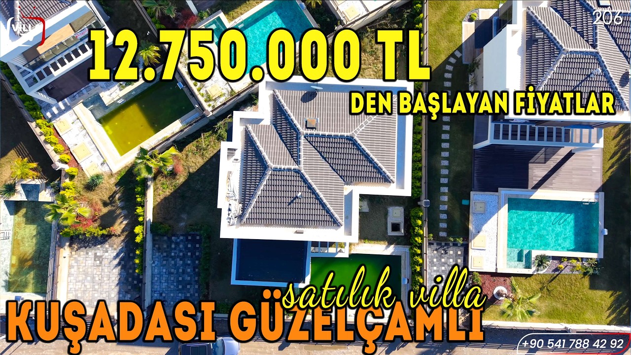 12.750.000 TL 'den Başlayan Fiyatlarla.. Kuşadası Güzelçamlı’da Satılık Havuzlu Müstakil Villa