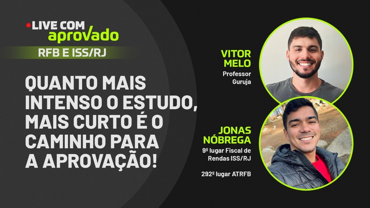 Live Com Aprovado - 9º Lugar no ISS RJ - Jonas Custódio