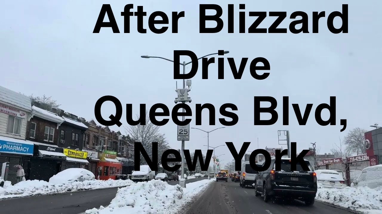 [4K]NYC Drive | Driving through Queens Boulevard Jamaica in Heavy Snow 