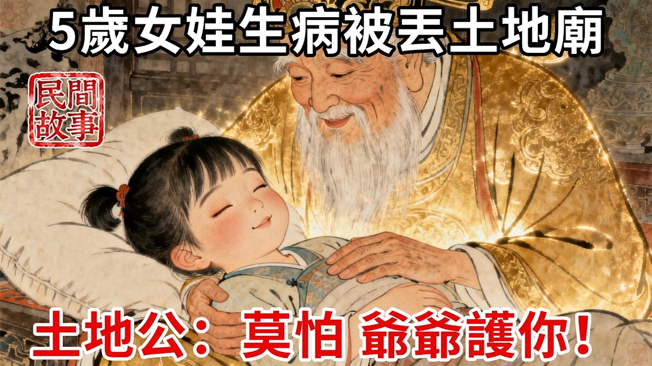 5歲女娃生病後被後娘丟在廢棄土地廟，深夜屋內竟突然生起暖火，高燒時聽見土地公輕語：莫怕，爺爺護你！#民間故事 #傳統文化 #原創虛構 #華語有聲書 #槐樹下聽書