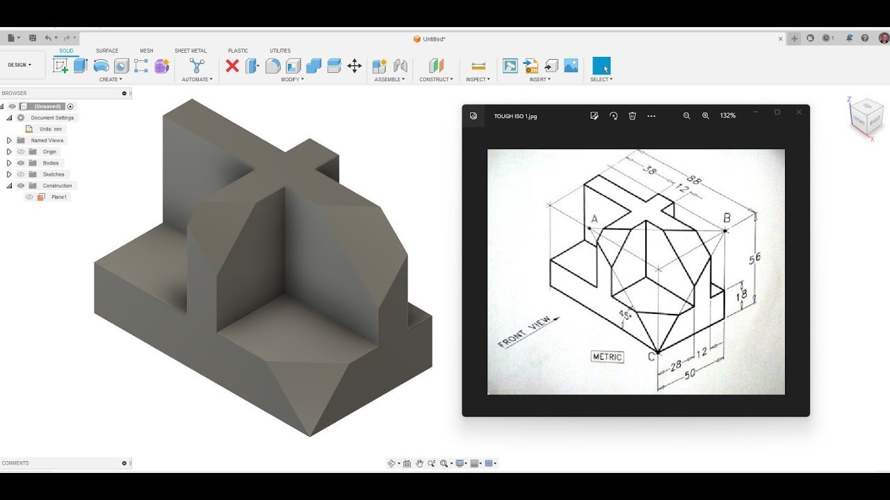 Autodesk Fusion Tutorial - Work Plane Through Three Points