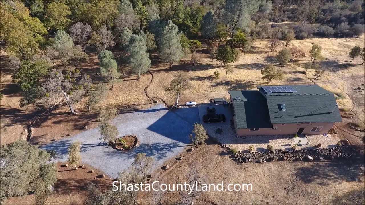 Shasta County Land - Drone video, 2,400 sf shop/residence on 10 acres