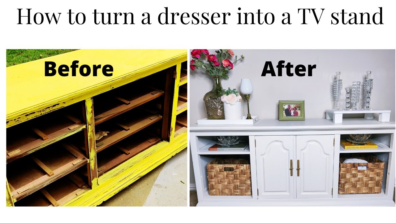How to turn a dresser into a TV Stand ~ DIY Furniture Flip
