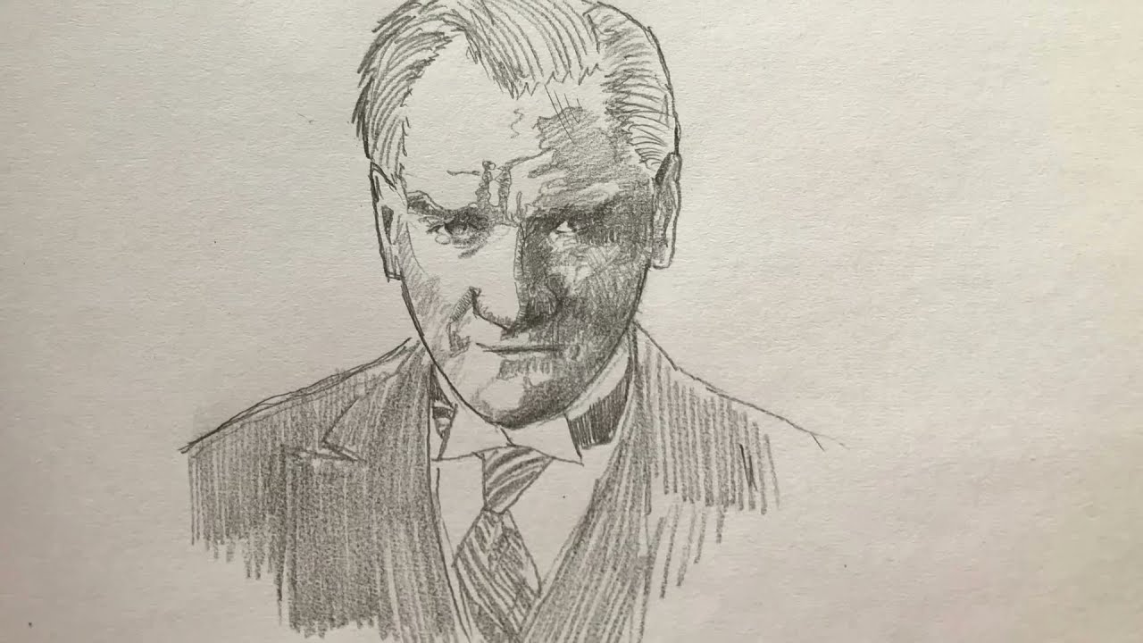 Karakalem Atatürk resmi nasıl çizilir | Karakalem Atatürk çizimi