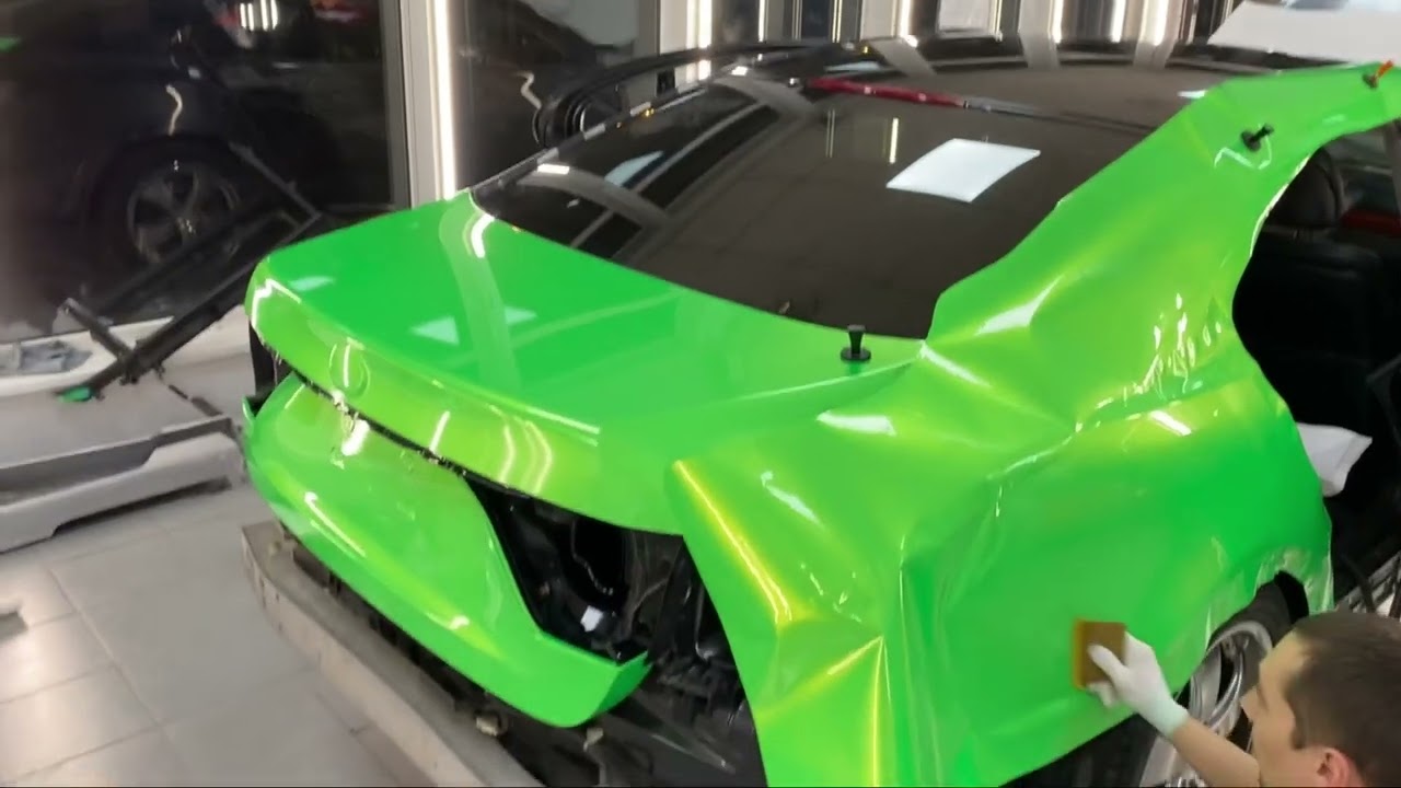 Lexus LS 460 tuning.Wraping in green pearl.