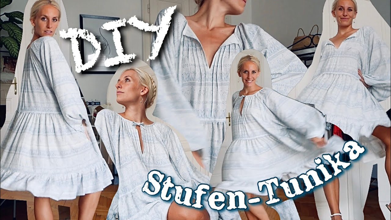 DIY Tunika / Kleid im Stufenlook selber nähen (+ Biesen)
