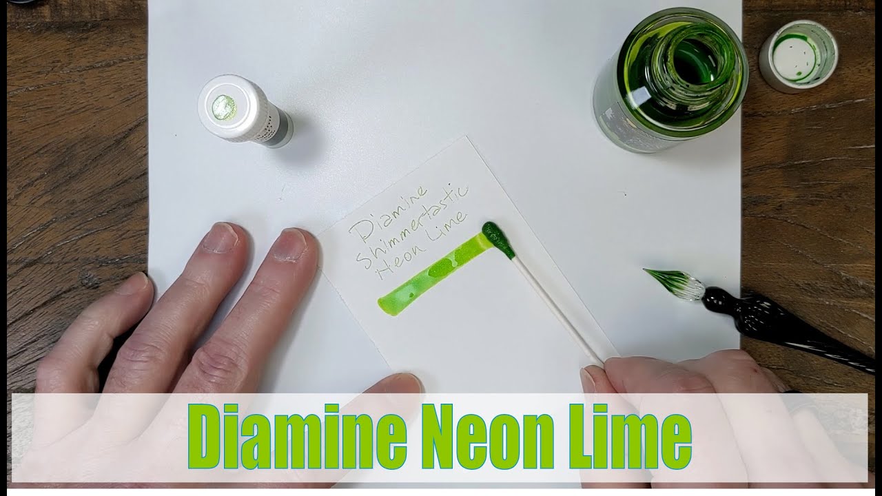 Diamine Shimmertastic Neon Lime writing sample