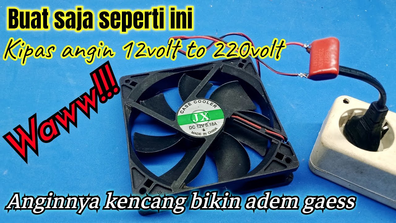Buat saja seperti ini‼️Kipas angin 12volt to 220volt PLN||anginnya kencang bikin adem gaess