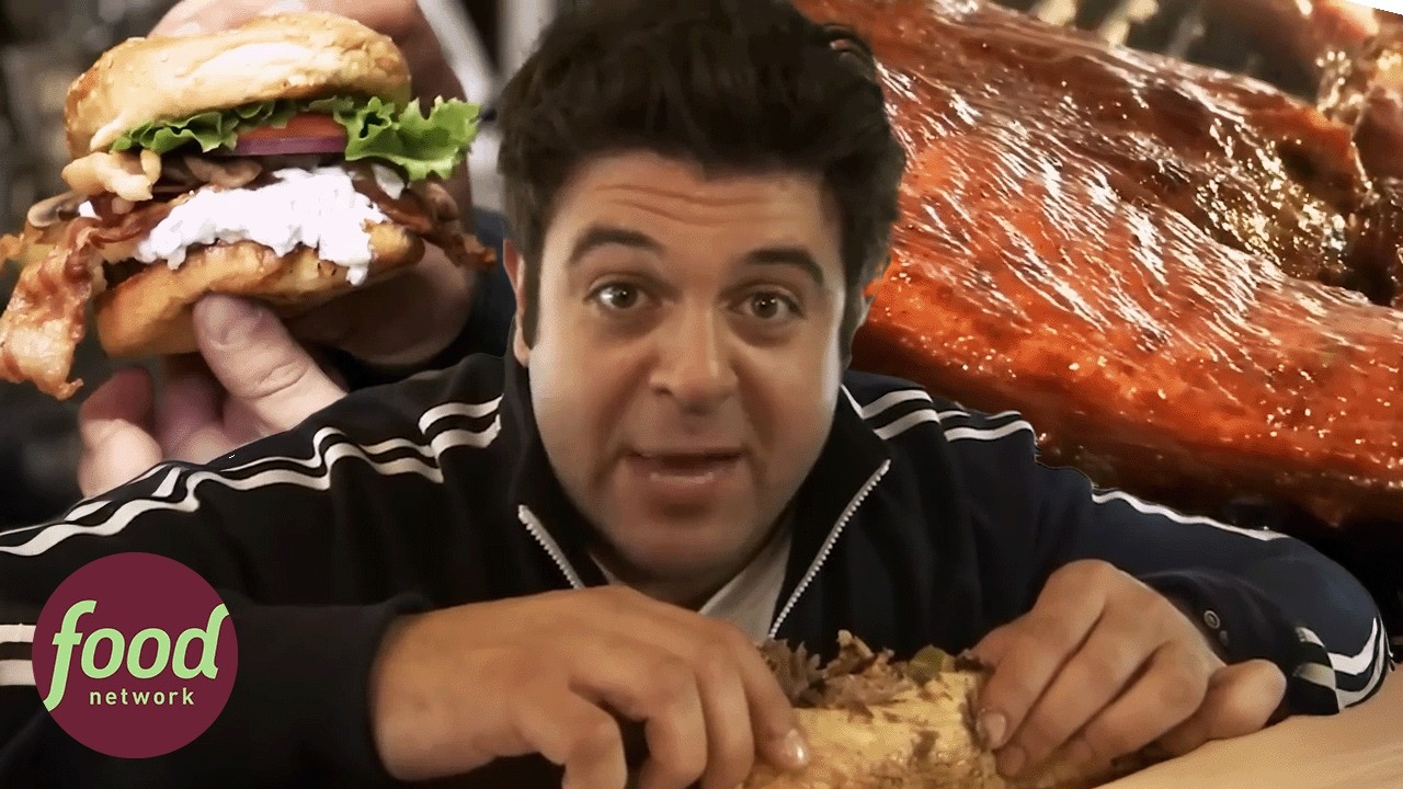 Adam Richman vs. The 2lb Donut, 5lb Burrito & Hellfire Wings! | Man V. Food