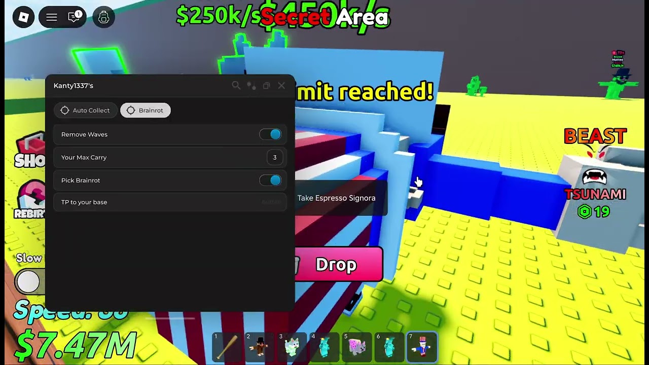 Escape Tsunami For Brainrot Script | No Waves, Auto Brainrot, etc.