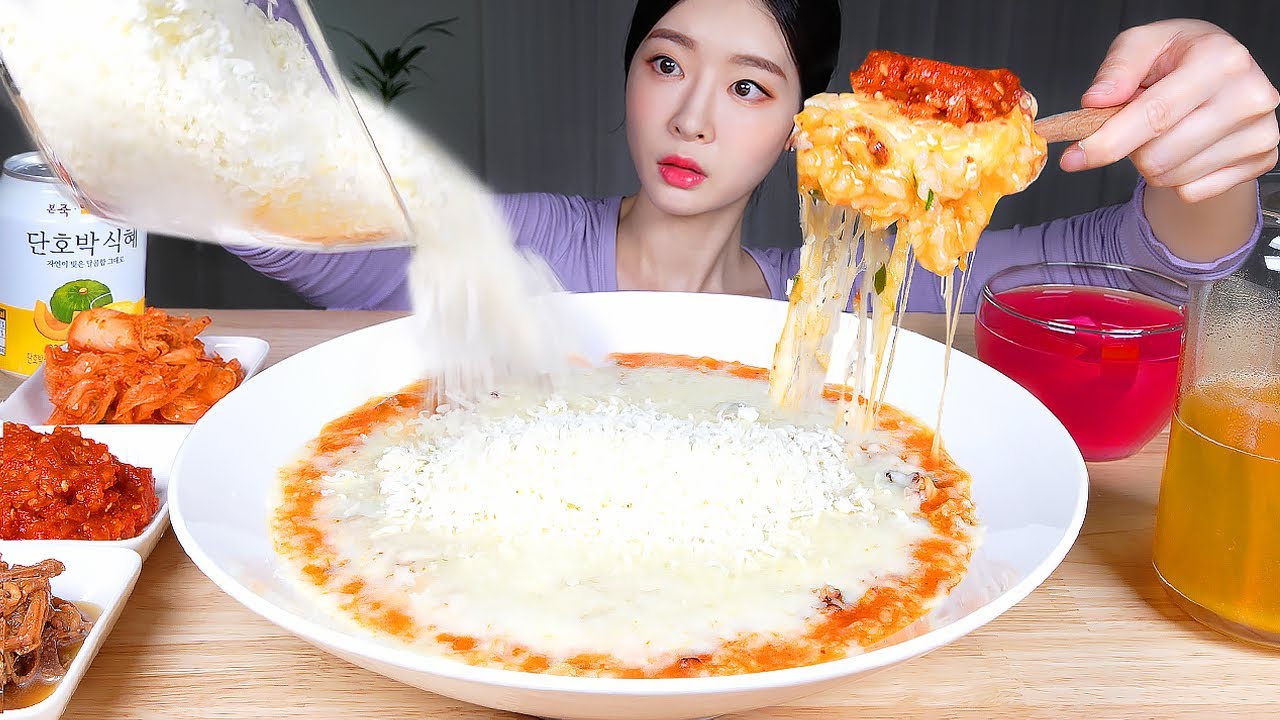 ASMR MUKBANG | Сырная каша Кимчи из осьминога (отвар) 🧀 Экстра сырный! с Чан-Джорим и Кимчи