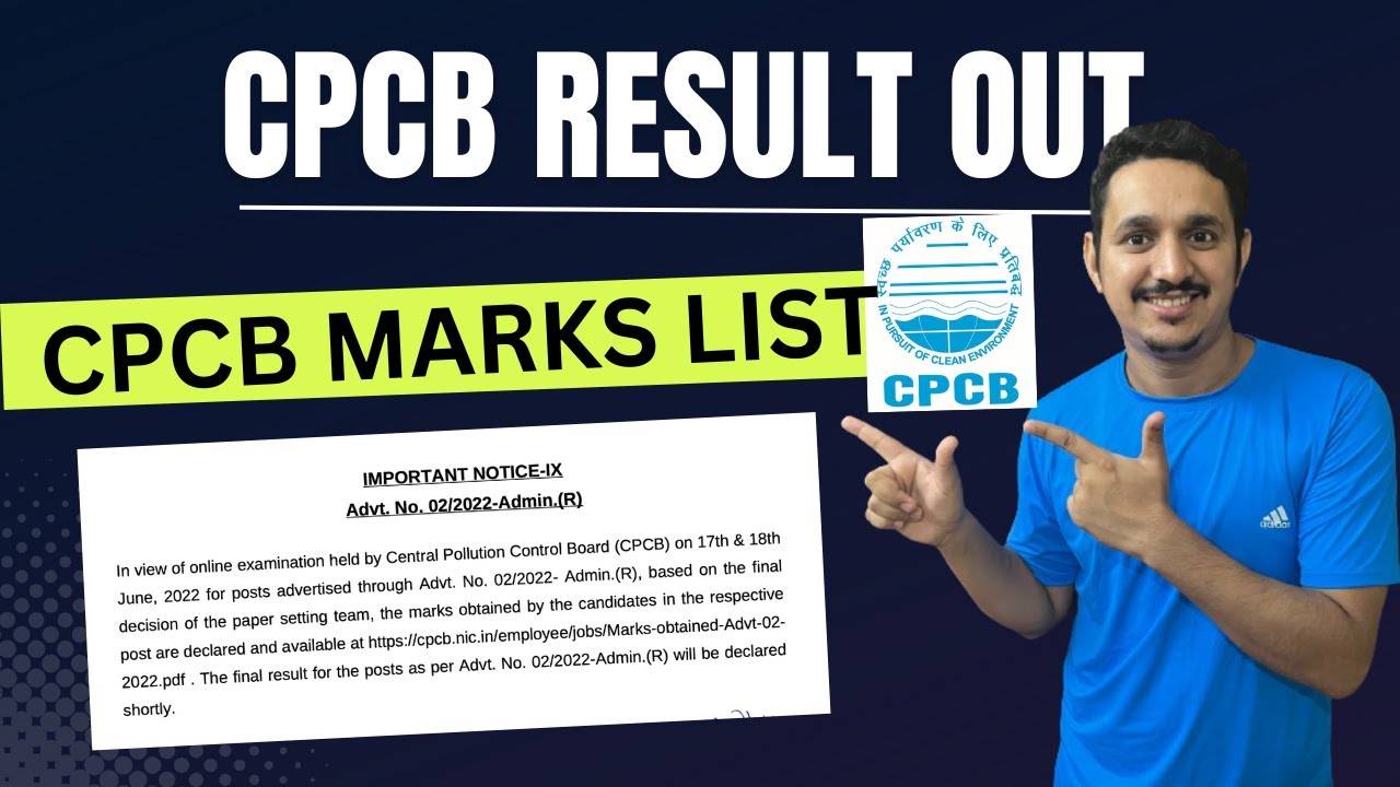 CPCB RESULT OUT | CPCB NEW NOTIFICATIONS | CPCB MARKS LIST | CCB SCIENTIST B POST LIST | CPCB 2023