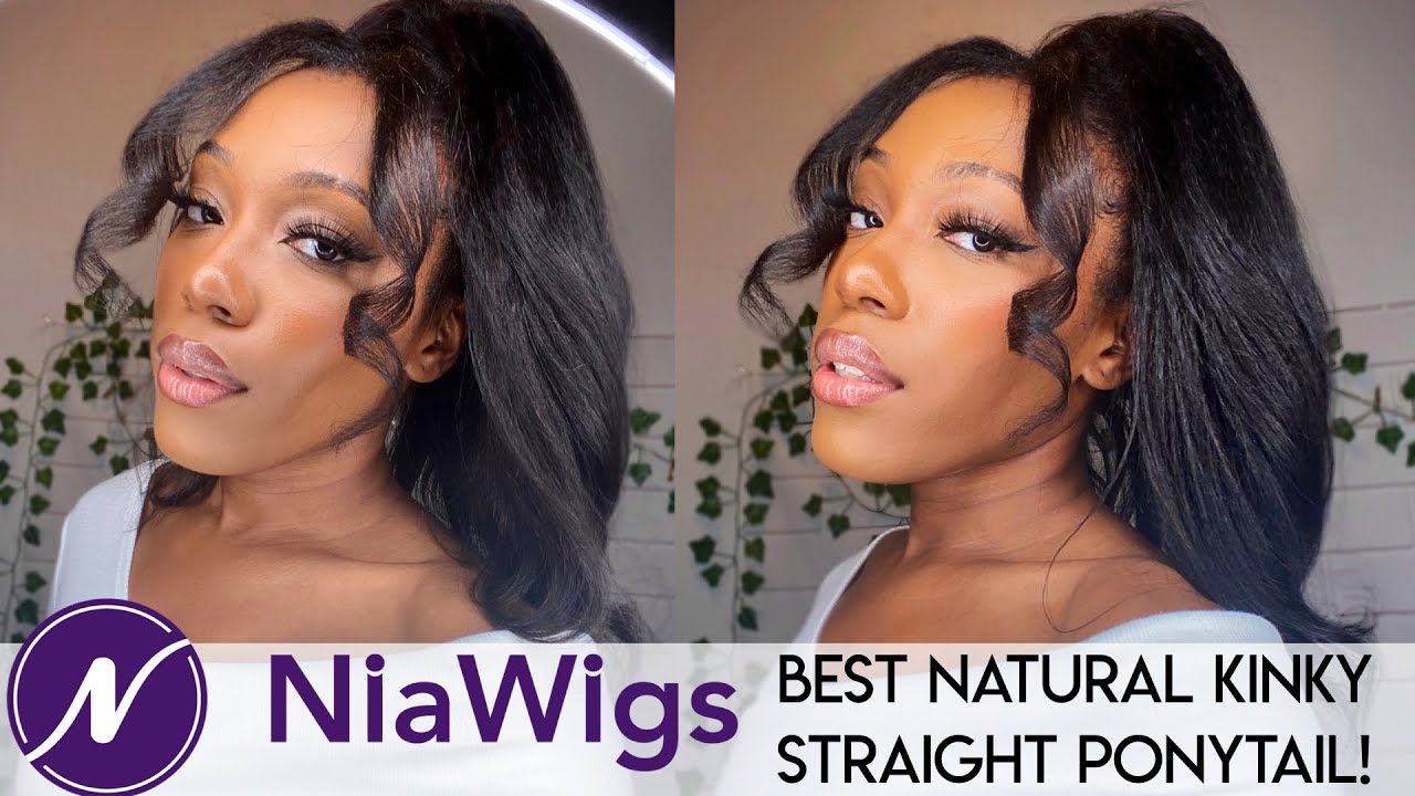 SUPER CUTE HAIRSTYLE USING NIAWIGS KINKY STRAIGHT PONYTAIL! | STRAIGHTENED 4C HAIR