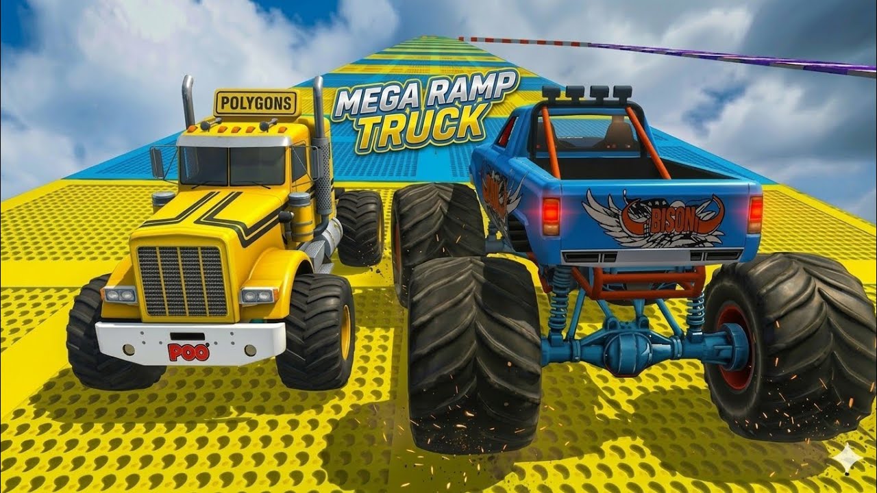 Monster Truck Mega Ramp Stunts Gameplay | Impossible Monster Truck Game Android 🚚🔥