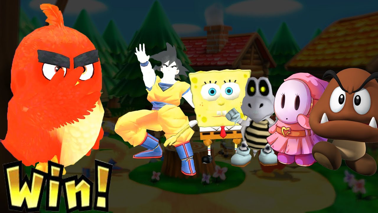 Mario Party 9 Mod Step It Up -  Angry Bird vs Goku vs Goomba vs Spongebob #MarioGame