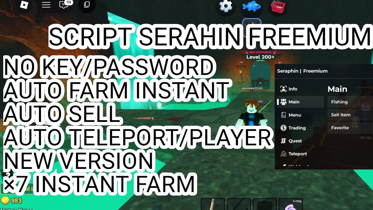 SCRIPT FISH IT TERGACOR SERAPHIN | FREEMUIM AUTO FARM, AUTO SELL, NEW VERSION NO KEY/PASSWORD