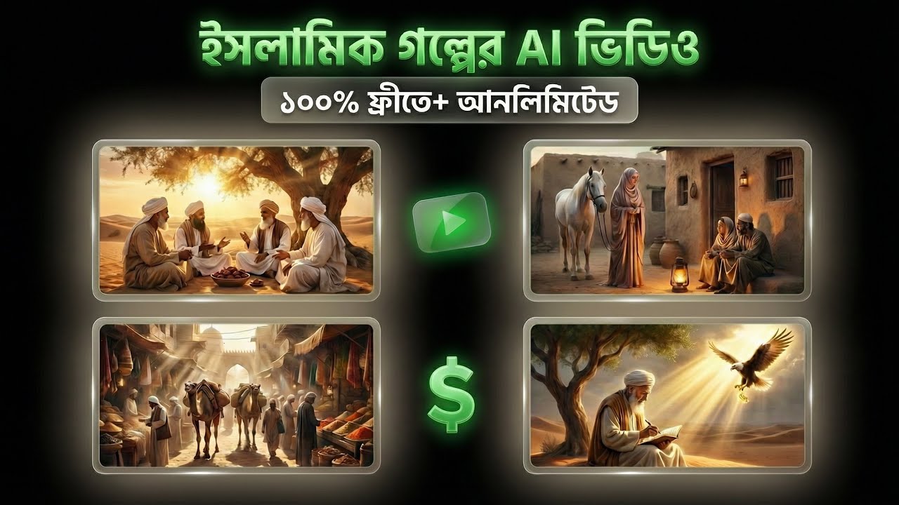 ১ ক্লিকে ১০০ ভিডিও🔥ফ্রীতে AI দিয়ে ইসলামিক গল্পের ভিডিও বানান | AI diye kivabe islamic video banabo