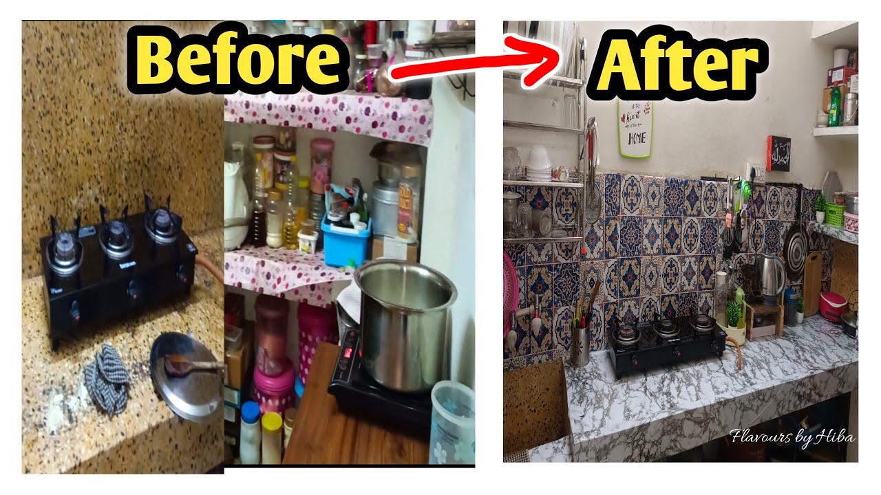 “Indian Rented, Small Kitchen Makeover | Non-Modular Kitchen | Budget Transformation in ₹1000 😍”