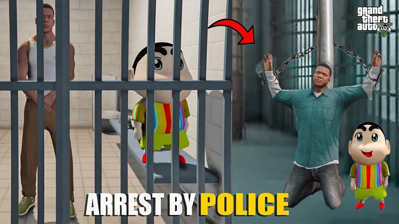 Franklin And Shinchan Arrested By Police For Doing Robbery In GTA 5