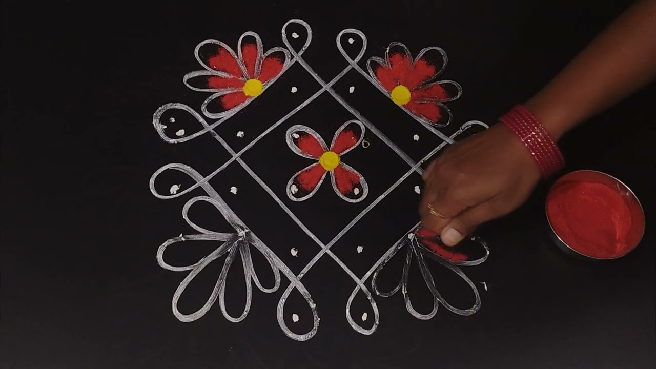 Simple&easy rangoli designs, Muggulu with dots, Sikku kolam&rangoli,Melikela muggulu, Daily muggulu.