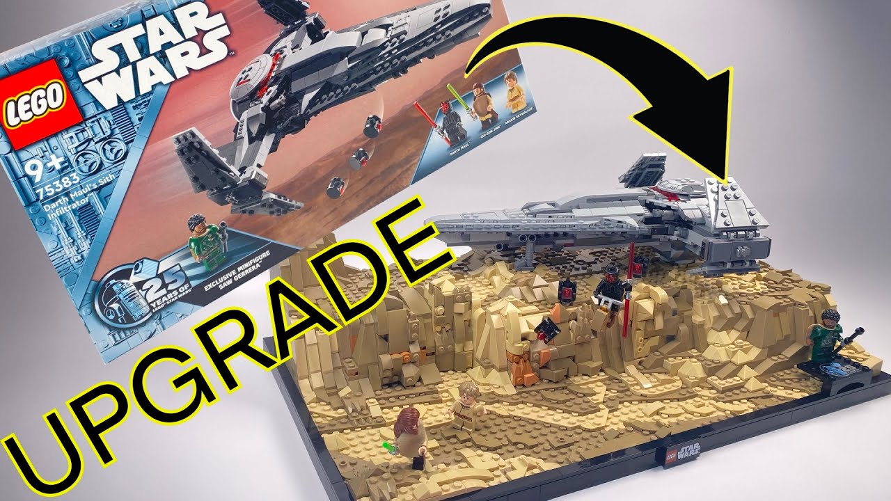 LEGO STAR WARS - Darth Maul's Sith Infiltrator - REVIEW & Tatooine MOC DIORAMA SPEED BUILD - 75383