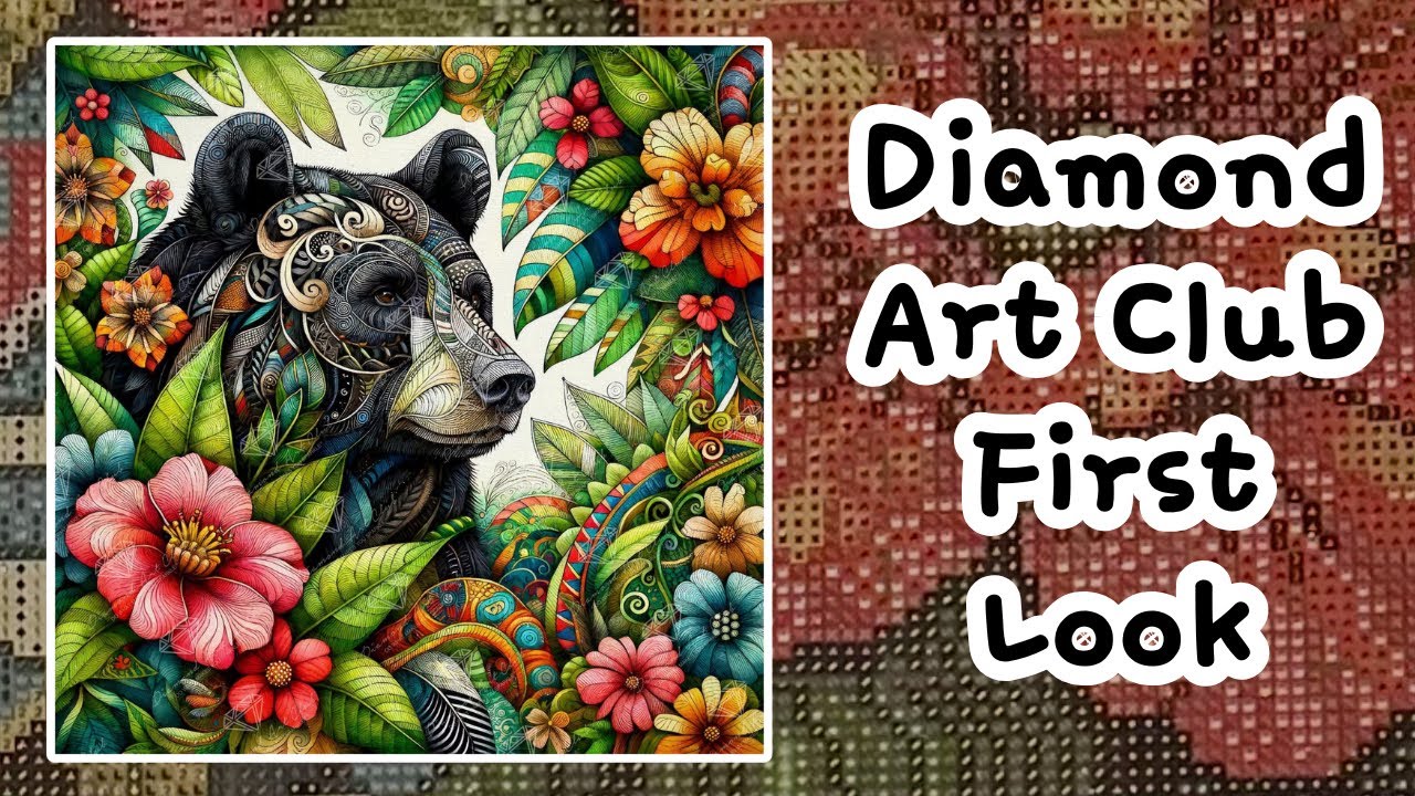 black bear and flowers by peggy collins | diamond art club first look!