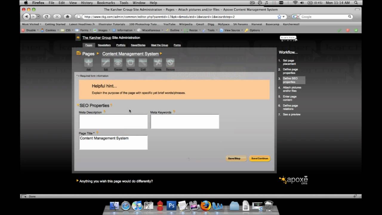Apoxe Content Management System Demo