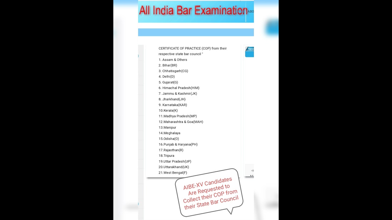 COP for AIBE-XV Have been Released || Certificate of Practice || AIBE-XV || #shorts