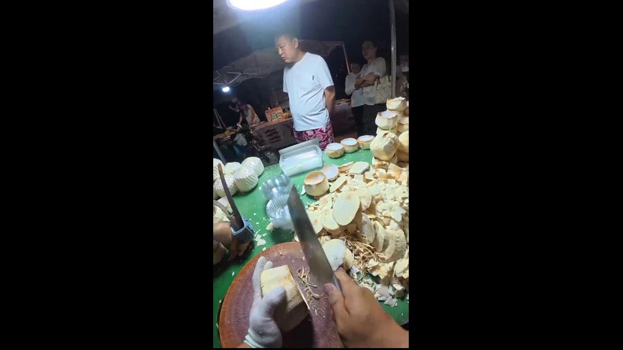 POV Livestream | Selling Peeled Whole Coconuts with Natural Water | Real-Time Night Market Prep