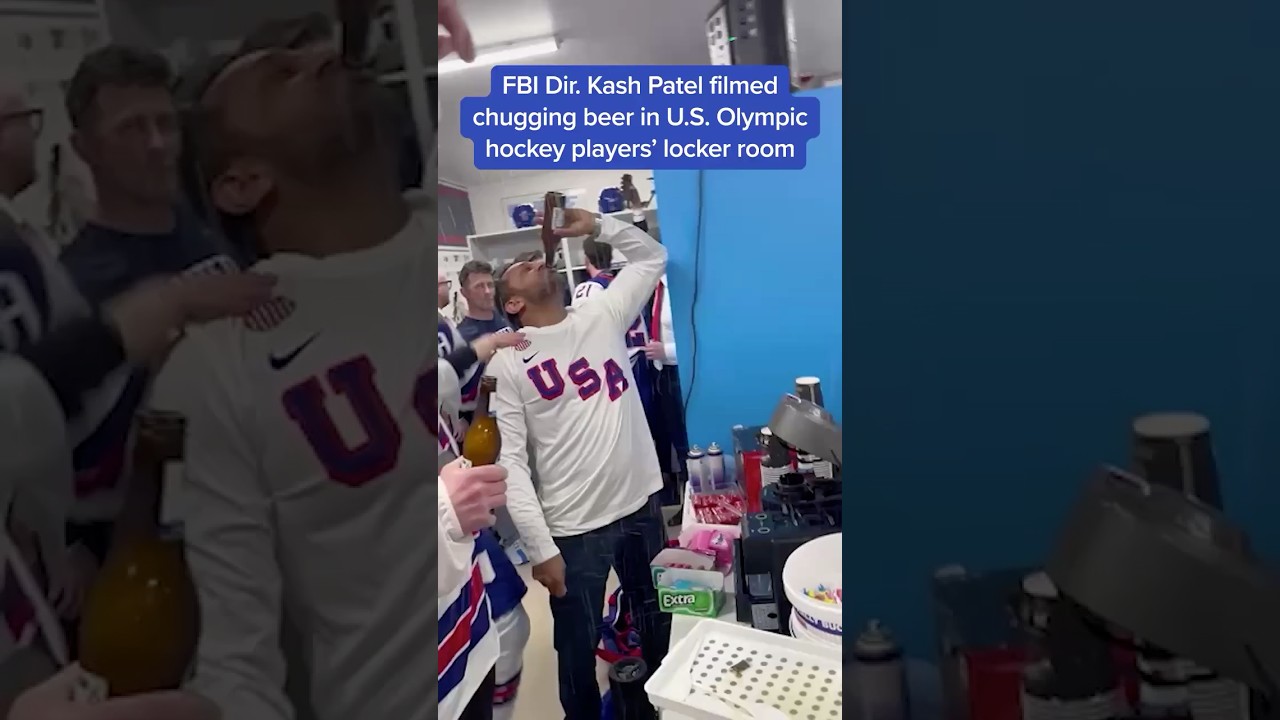 FBI Dir. Kash Patel filmed chugging beer in U.S. Olympic hockey players' locker room