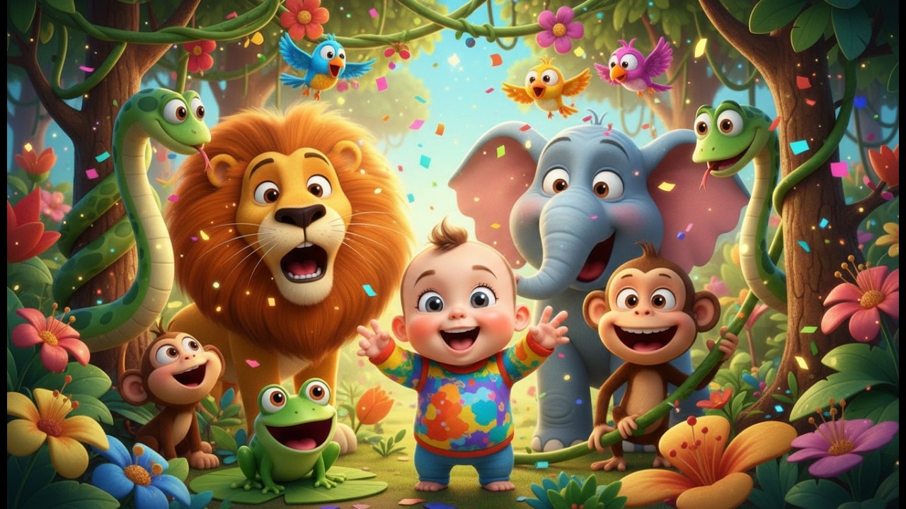 Звуки джунглей 🦁🦜🥁 | Мультфильм для детей и весёлое звуковое сафари