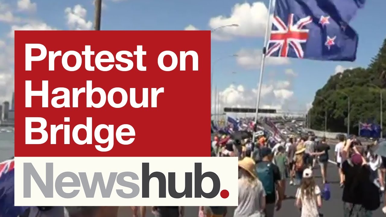 Anti-mandate protesters march across Auckland Harbour Bridge causing traffic chaos | Newshub