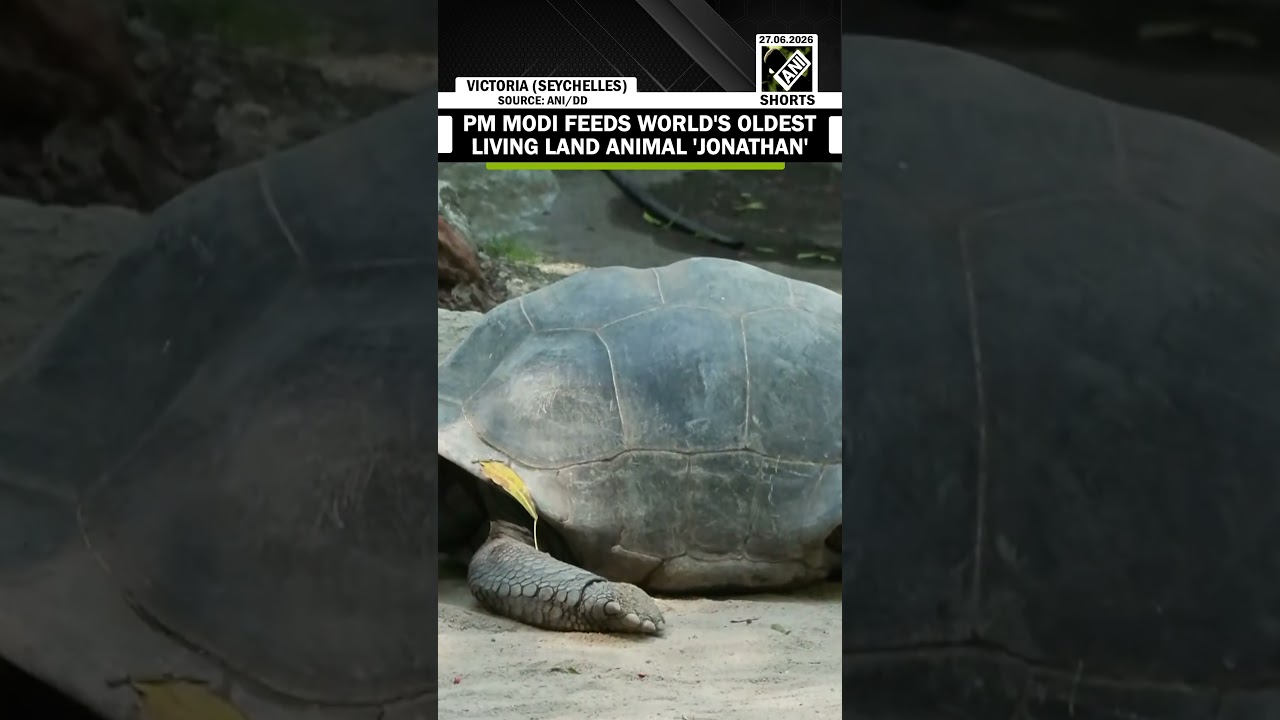 PM Modi feeds world's oldest living land animal 'Jonathan' during Seychelles visit