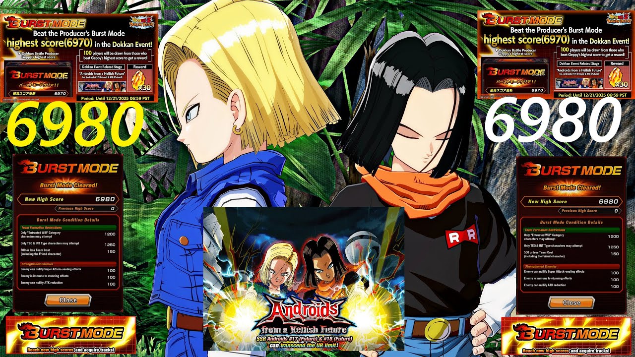 BEATING GEPPY'S CHALLENGE WITH 6980 POINTS! TEQ ANDROIDS BURST MODE! DBZ Dokkan Battle!
