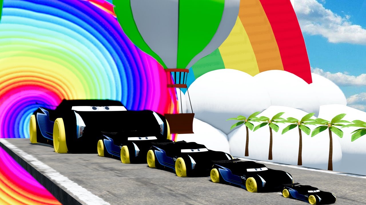 Big & Small Jackson Storm vs Lightning Mcqueen vs Trains | BeamNG.Drive