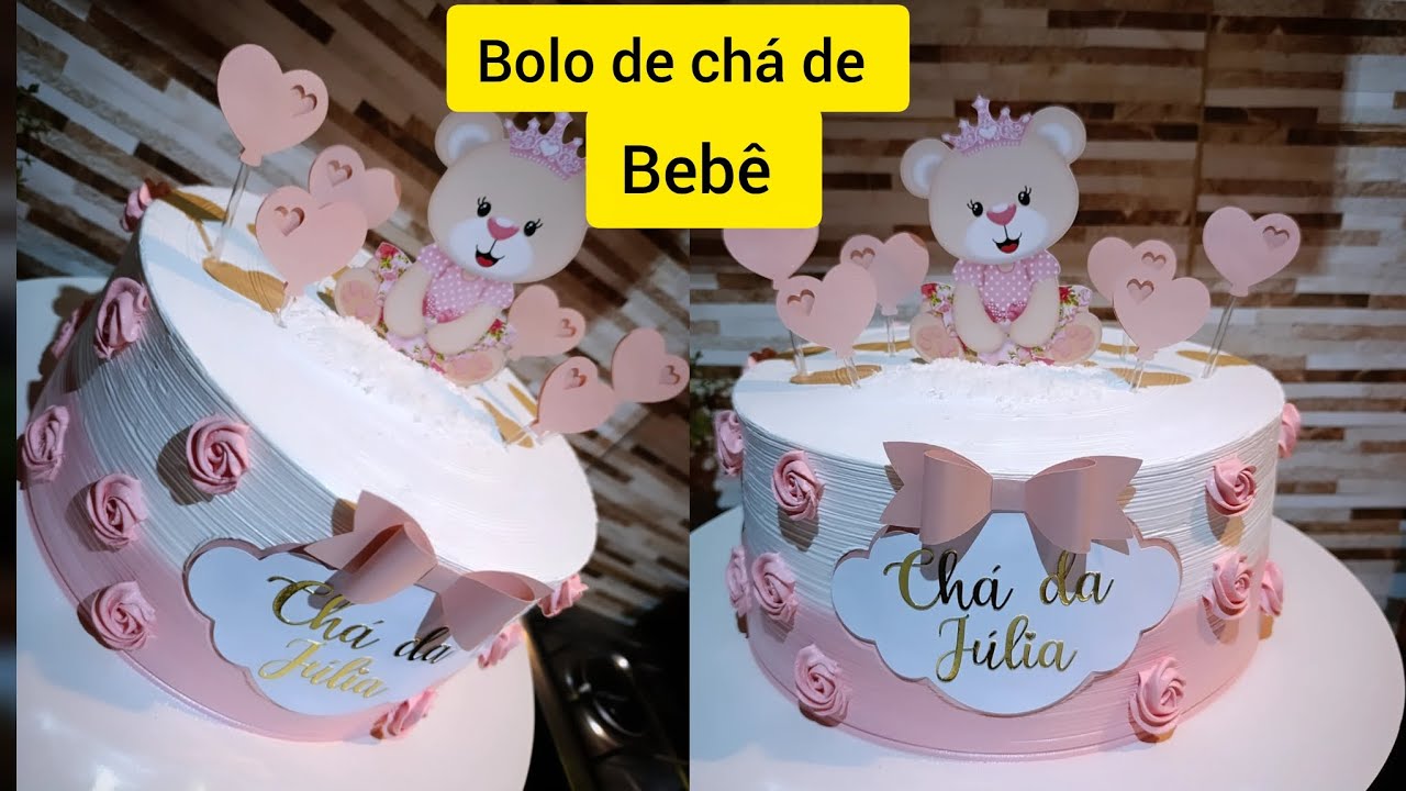 DECORAÇÃO DE BOLO CHÁ DE BEBÊ MENINA 