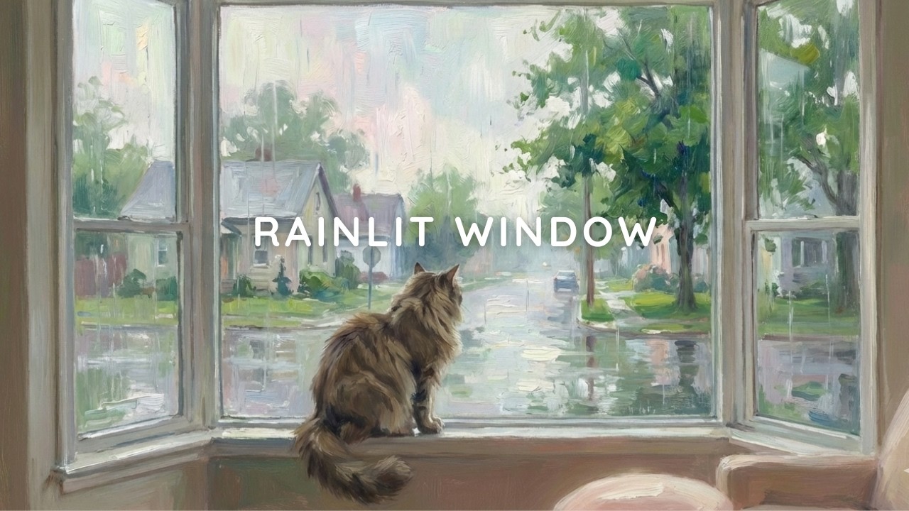 50 Min Rainy Day Lofi for Study & Work | Rainlit Window 🌧️ Relaxing Focus BGM