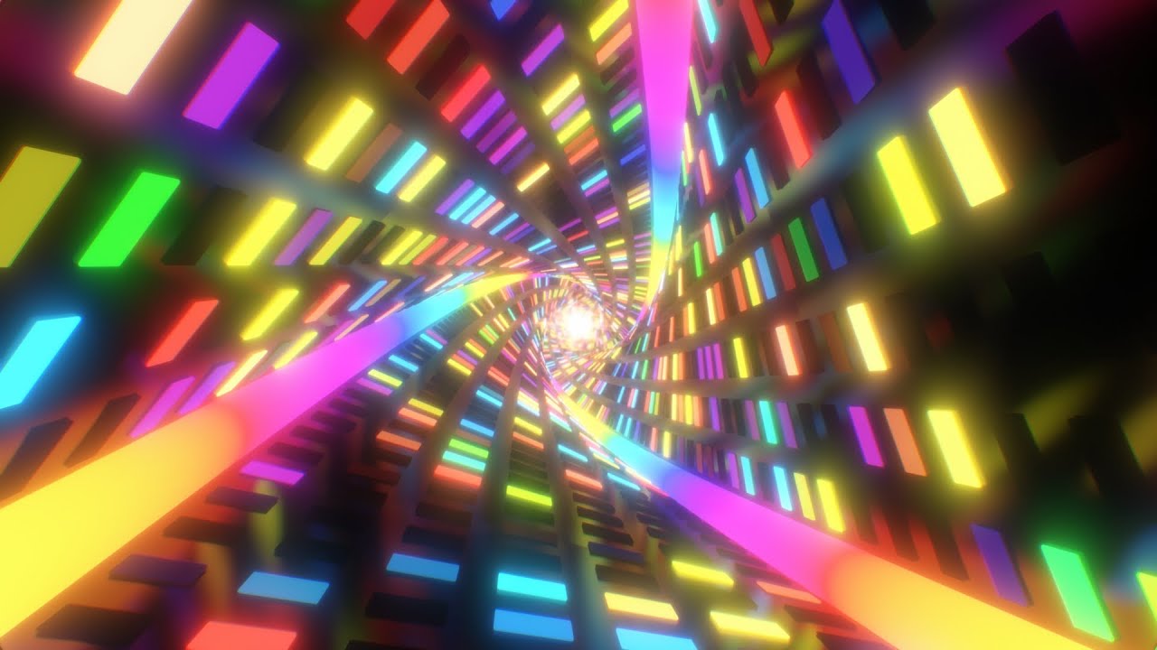 Rainbow Neon Glow Lights Flashing in Abstract Twisted Endless Tunnel 4K TikTok Trend Background