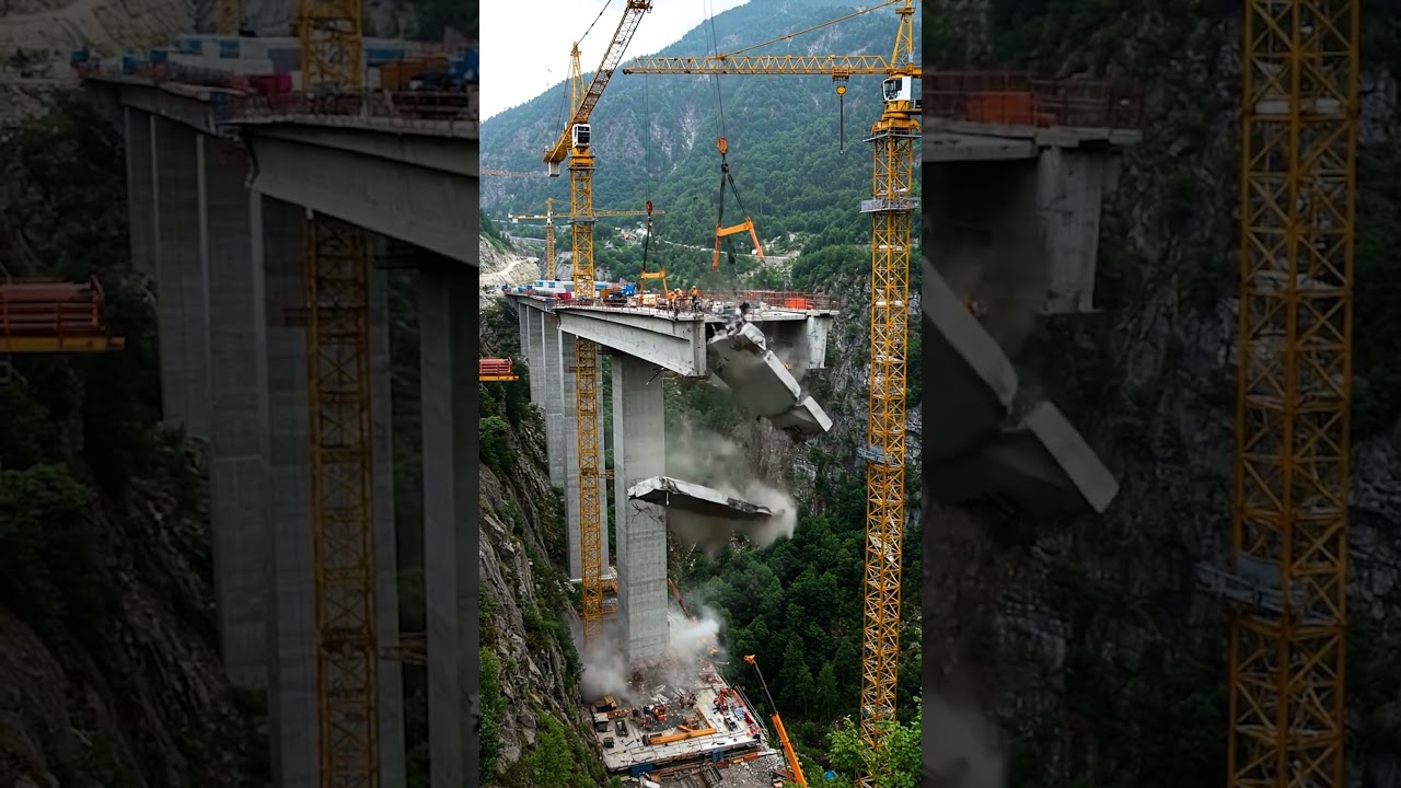⚡Massive Bridge Collapse During Construction! Crane Operation Gone Wrong #CraneAccident