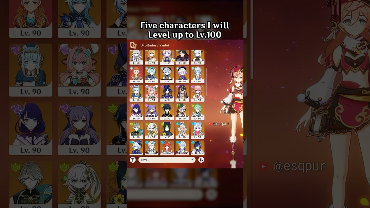 Five Characters I Will Level Up to Lv.100