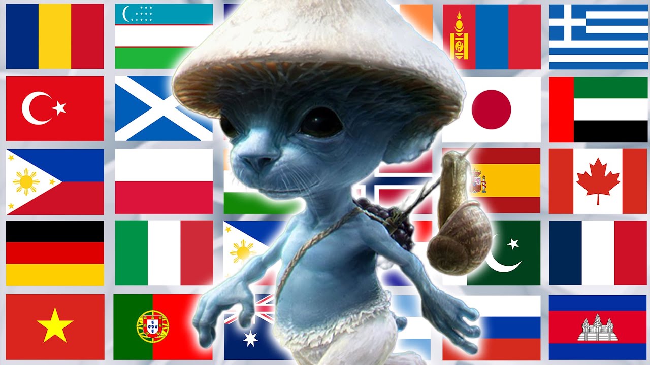 Blue Smurf Cat in different languages meme