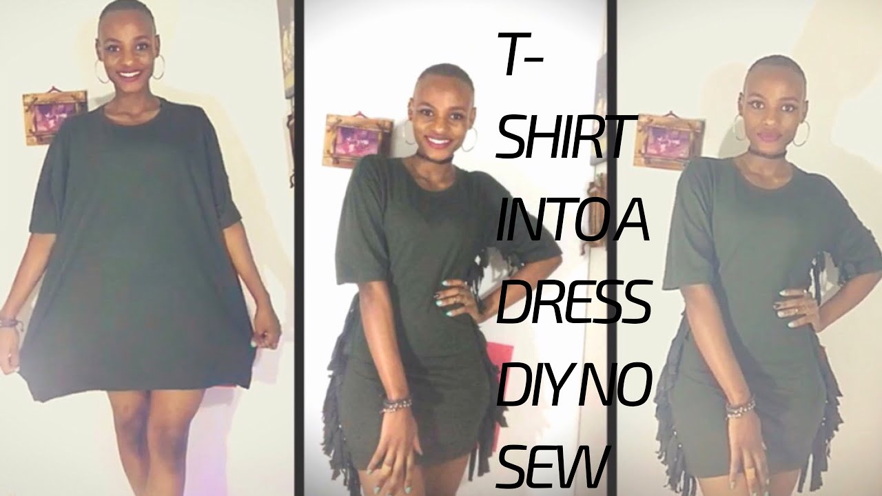 HOW TO TURN A T-SHIRT INTO A DRESS.DIY (NO SEWING)