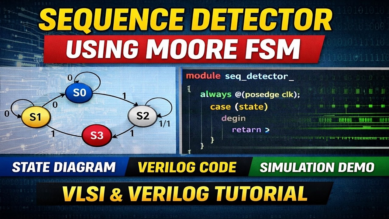 Sequence Detector using Moore FSM | Verilog FSM Design | VLSI Digital Design Tutorial part-1
