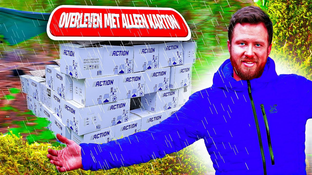 Ik Ging Overleven met Alleen maar Karton Tijdens Regen *Uitdagend*