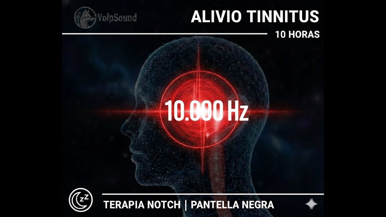ALIVIO TINNITUS 10,000Hz (Pantalla Negra) 10 HORAS | Terapia Notch: Ruido Blanco de Precisión